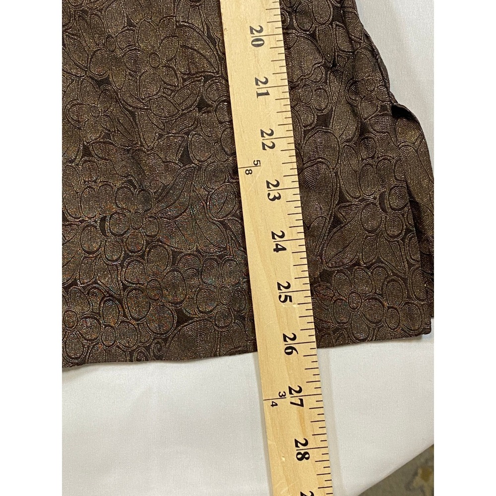 VTG Eskandar Brocade Silk Kimono Jacket Womens 1 Brown Metallic Floral - Picture 6 of 11